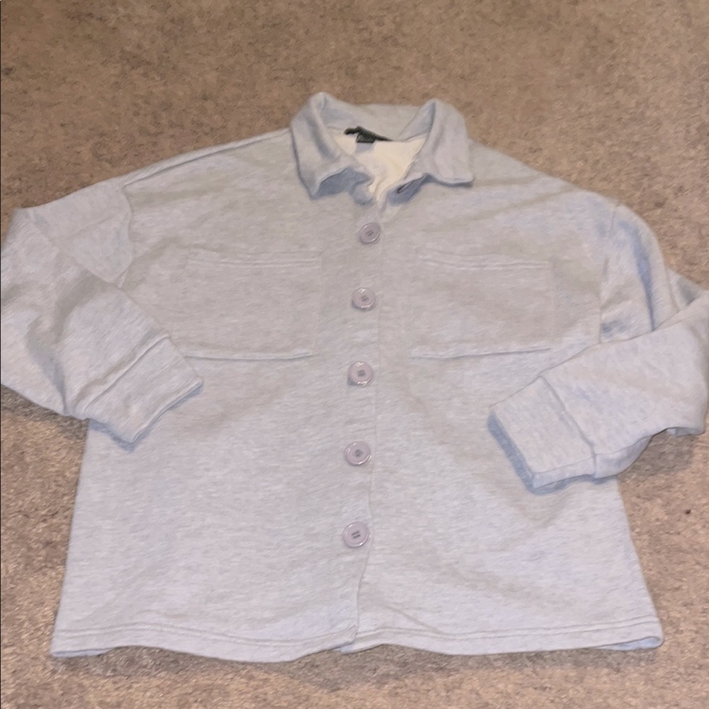 Forever 21 Light Grey Pullover Button Down Fleece Jacket/Coat